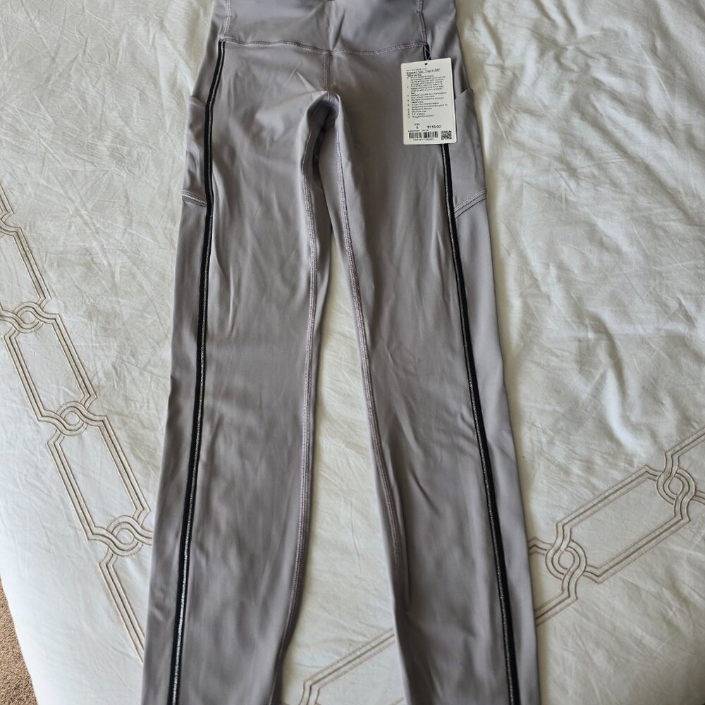 Lululemon Speed Up Tight 28" - Dove Grey with Metallic Thread - Size 6 NWT
